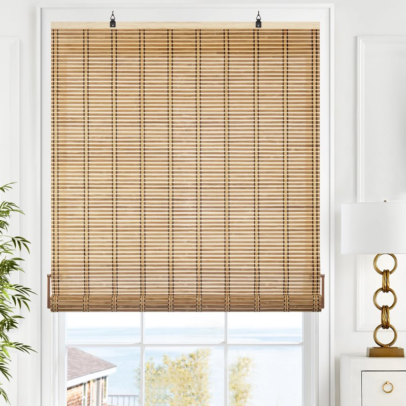 LazBlinds Cordless Bamboo Blinds, Roll Up Shades for Windows, Light Filtering Hanging Window Blinds,