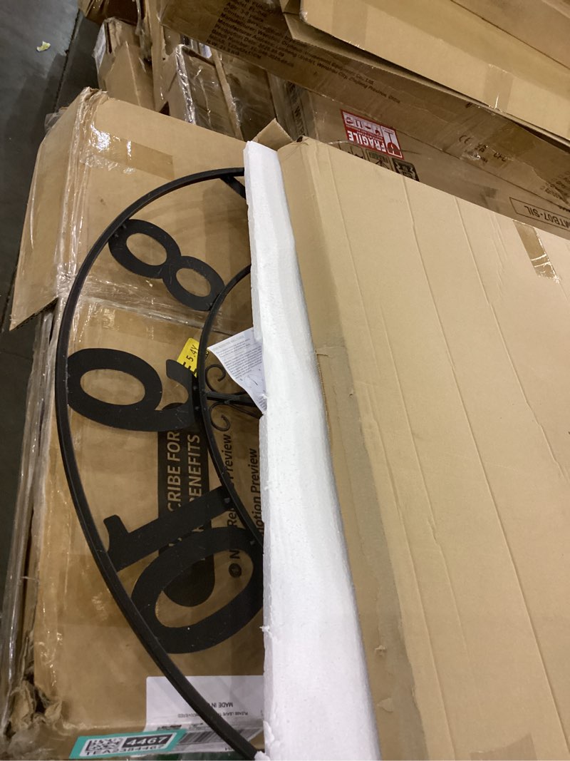 Condition photo showing As Is for 30" Extra Large Wall Clock, Modern Battery Operated Silent Non Ticking 30 inch Decorative Wood Metal Wall Clock, Black Round Big Clocks for Living Room, Bedroom, Kitchen, Office Decor-Arabic Numerals Walnut Arabic Numerals 30 Inch