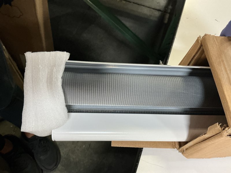Condition photo showing As Is for roller shades for windows 60 w, zebra roller blinds dual layer, day night zebra shades, light filtering blinds 60 wide, 60 x 72 window blinds & shades, 60 inch cordless blind, grey