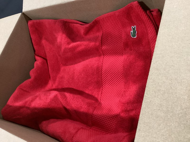Condition photo showing Good Condition for lacoste heritage 100% supima cotton bath sheet, formula one, 35" x 70" – highly absorbent & quick drying, premium super soft bath towel, bathroom essential, gift for all occasions, machine washable formula 1 bath sheet 35x70