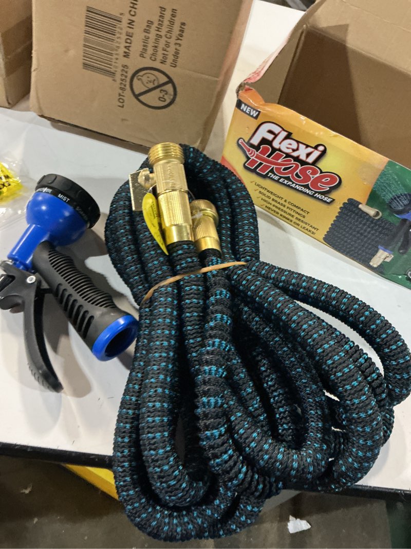Condition photo showing Good Condition for flexi hose expandable garden hose with 8 function nozzle, 50ft - lightweight retractable garden hose, water hose - no-kink flexibility, 3/4 inch solid brass fittings and double latex core