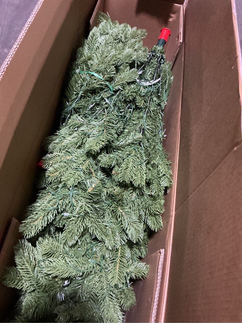 Condition photo showing Good Condition for National Tree Company Pre-Lit 'Feel Real' Artificial Full Downswept Christmas Tree, Green, Douglas Fir, Dual Color LED Lights, 7.5 feet