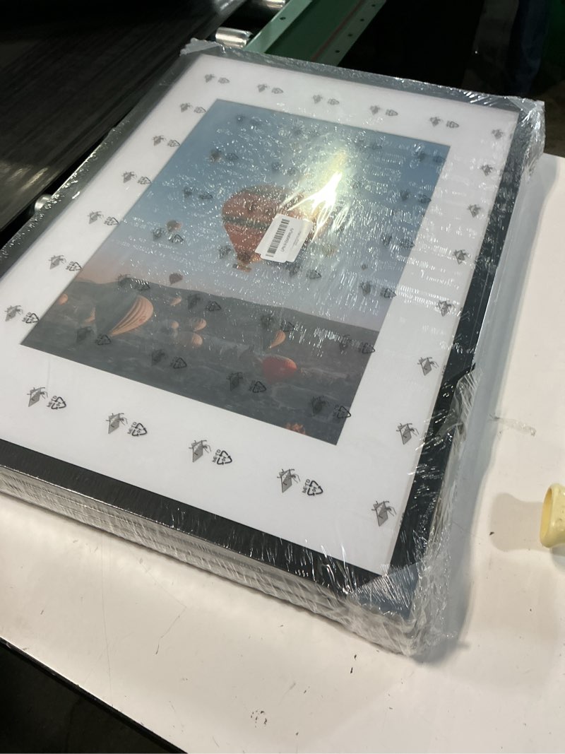 Condition photo showing As Is for jcjmy 16.5x23.4 a2 picture frame set of 4 black with 11.7x16.5 a3 mat, display photo 11.7x16.5 with mat or 16.5 x 23.4 without mat, wall hanging large frame with plexiglass, 4 pack, black black 16.5x23.4 inch