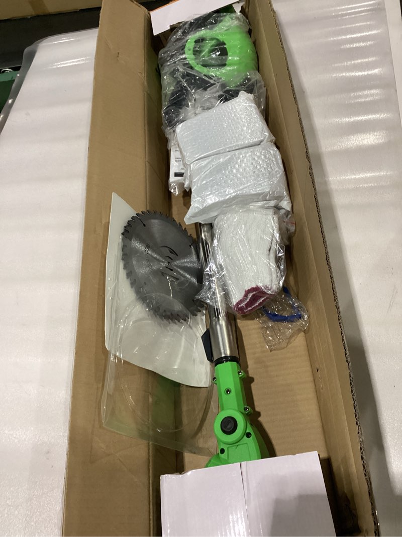 Condition photo showing New/Like New for Electric Weed Wacker Cordless Eater Battery Powered, 21V Weed Trimmer with 2 Battery and Charger, 5 Types 26Pcs Blades, 3 in 1 Grass Trimmer/Brush Cutter/Lawn Edger for Garden Yard Black