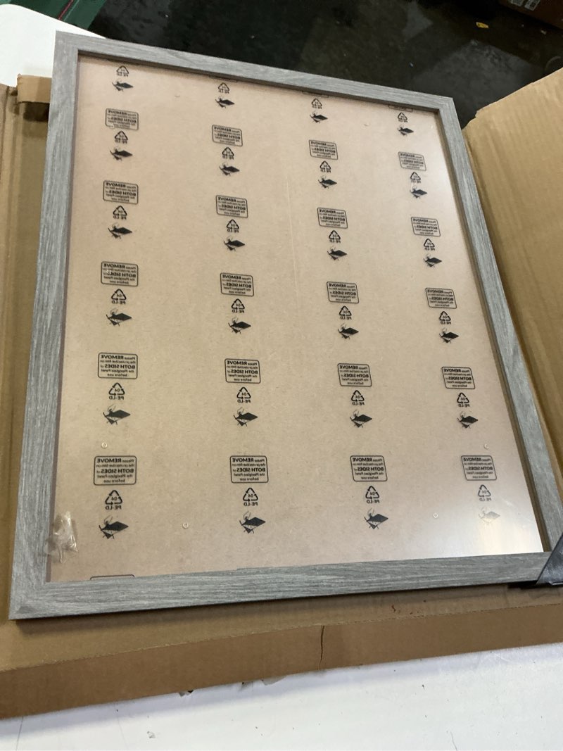 Condition photo showing Good Condition for 16x20 frame rustic grey, 20x16 picture poster frame, horizontal vertical hanging, large 16 by 20 wall gallery family concert portrait photo frame anniversary/birthday/wedding/thank you/christmas gift rustic grey 16x20in