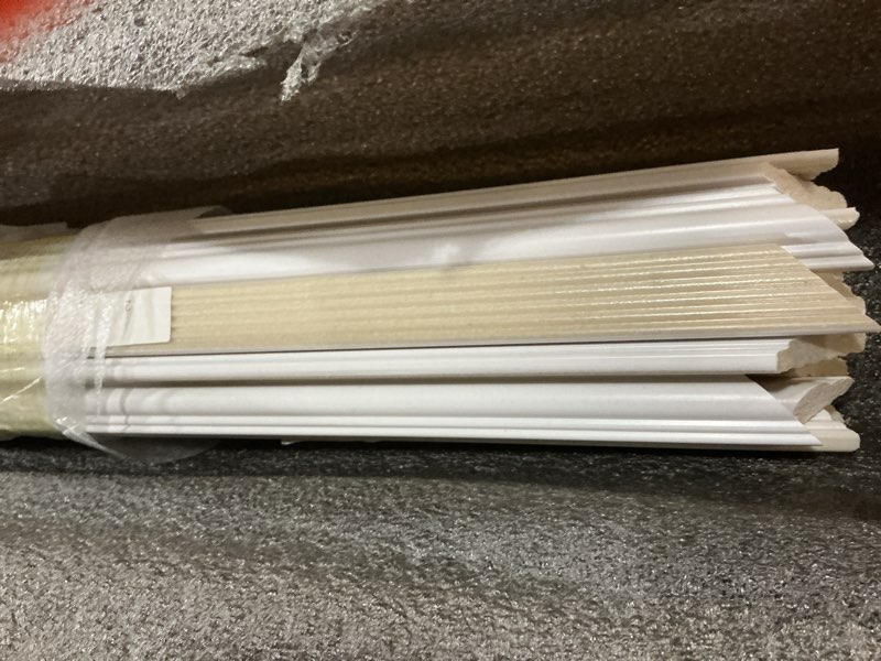 Condition photo showing As Is for ready to assemble wall molding kit set, pre-cut design, installed with glue | 2 top 2 bottom frames