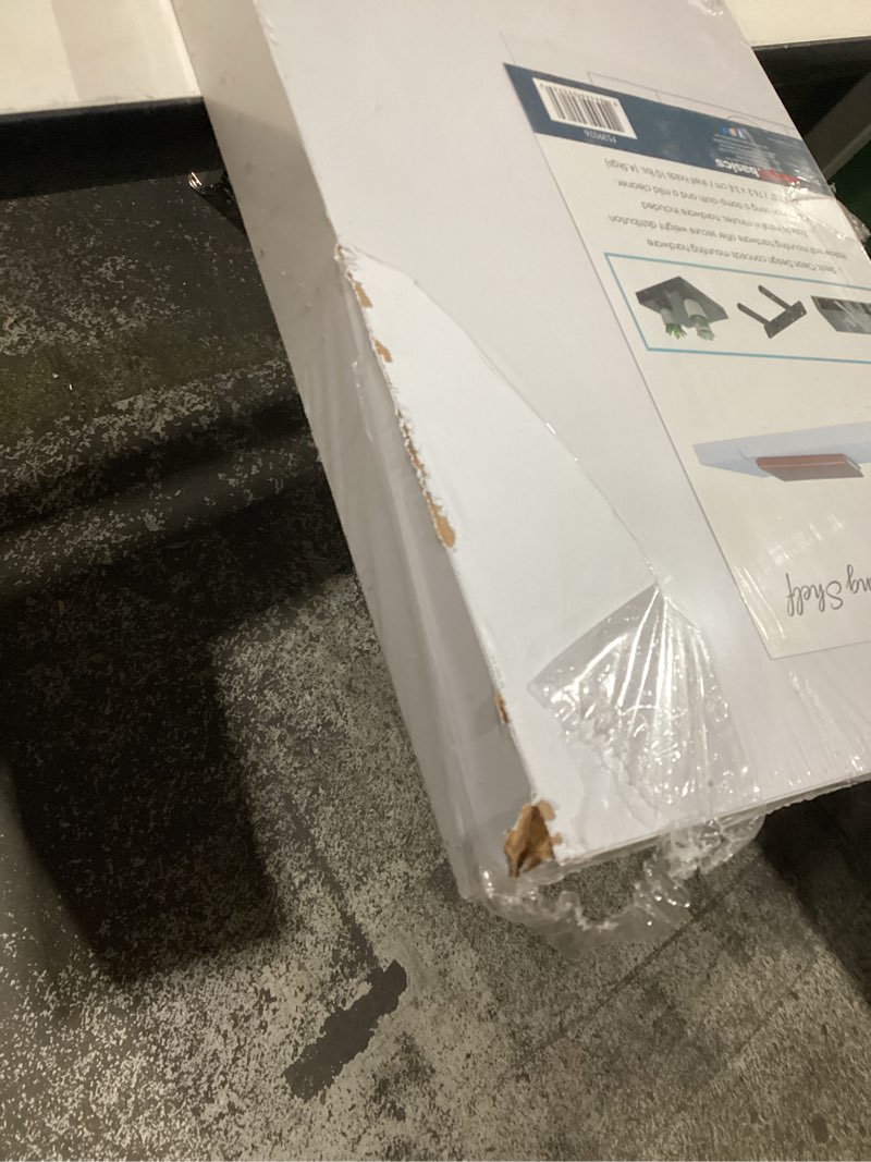 Condition photo showing As Is for (Damaged on corner) MDF 30\" Floating Wall Shelf (White), by Home Basics | Contemporary and Modern Shelf for Picture Fram