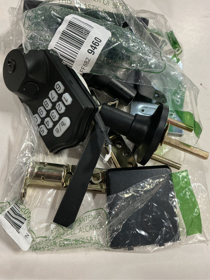 Condition photo showing As Is for keyless entry door lock deadbolt with handle set- front door fingerprint smart locks with 2 lever handles-keypad code deadbolt -app control,auto lock,easy to install