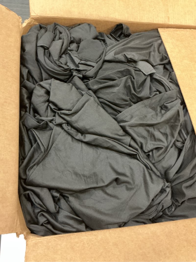 Condition photo showing As Is for 100 Pieces Black Chair Covers - Versatile Stretch Polyester Spandex Dining Chair Slipcovers for Dining, Party, Wedding, Banquet, and More Black 100PCS