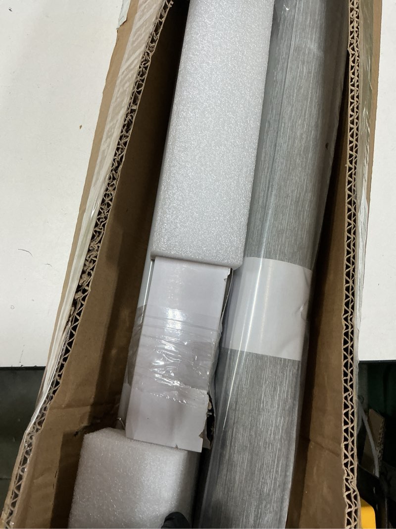Condition photo showing Good Condition for panel track blinds, vertical blinds for sliding glass doors, extendable track from 45 3/4" to 82 5/8" w, cuttable panel curtains up to 96 inches high, light filtering - grey light filtering grey (45 3/4" - 82 5/8") w x 96"h
