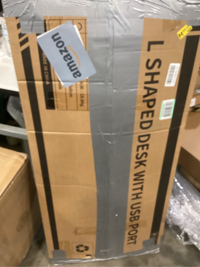 Condition photo showing Good Condition for ODK 58 Inch Gaming Desk with USB Charging Ports and LED Lights, Reversible L Shaped Computer Desk with Storage Shelves & Monitor Stand, Corner Gamer Desk Table with Power Outlets, Black Carbon Fiber Surface, Black 58 Inch