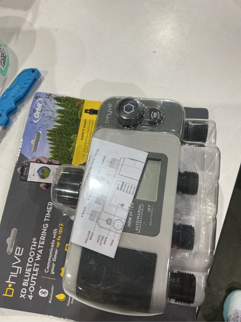 Condition photo showing Good Condition for orbit b-hyve xd 4-port smart hose watering timer - app controlled - smart weathersense - bluetooth sprinkler timer with remote control - multi outlet yard irrigation system - 24634 4-port bluetooth
