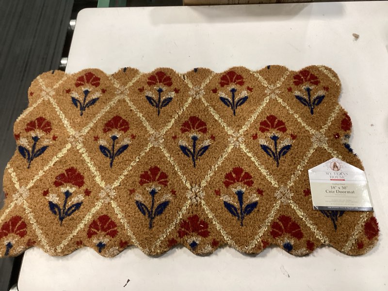Floral Coir Outdoor Doormat, Red/White/Blue, 30" x 18", by My Texas House