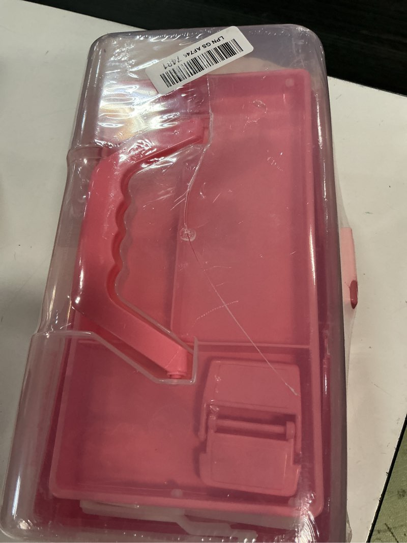 Condition photo showing As Is for tergoo 12in 3-layer plastic craft organizers and storage, portable folding tackle box with handle & adjustable dividers, multipurpose case for sewing, art supplies, medicine, tools (pink)
