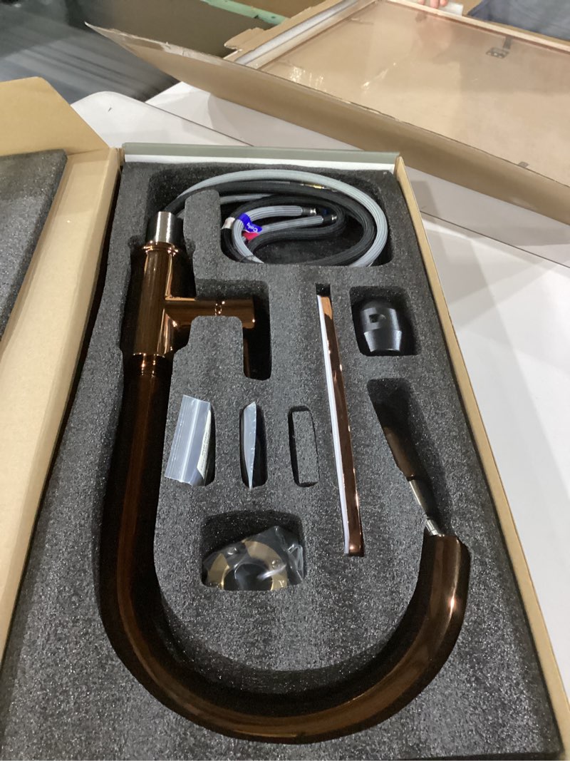 Condition photo showing New/Like New for rulia kitchen faucet, kitchen sink faucet, sink faucet, pull-down kitchen faucets, bar kitchen faucet, copper rose gold, metal spray head, rb1025