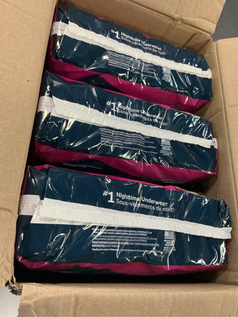 Condition photo showing New/Like New for Goodnites Girls' Nighttime Bedwetting Underwear Huge Size - L - 75ct