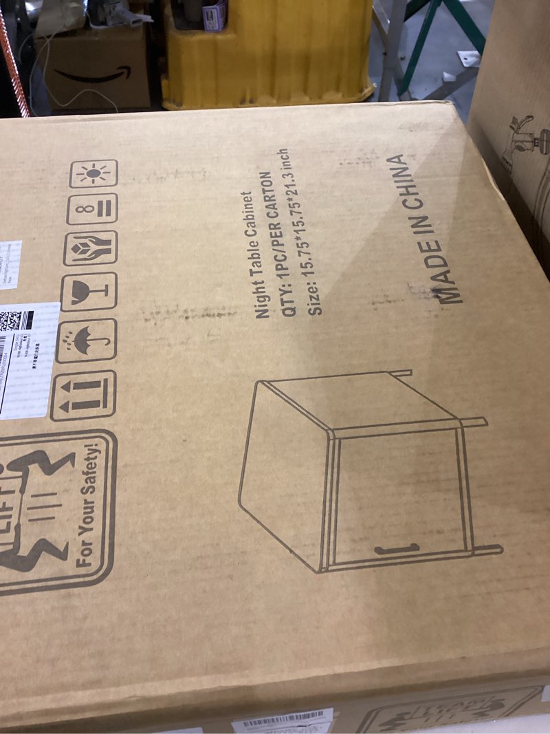 Condition photo showing New/Like New for Metal Nightstand,2 Drawer End Side Table Lockable Modern Locker Storage Cabinet for Living Room, Bedroom, Dorm, 21.26”H X 15.75”W X 15.75”D (2 Drawer, Black) Black 2 Drawer