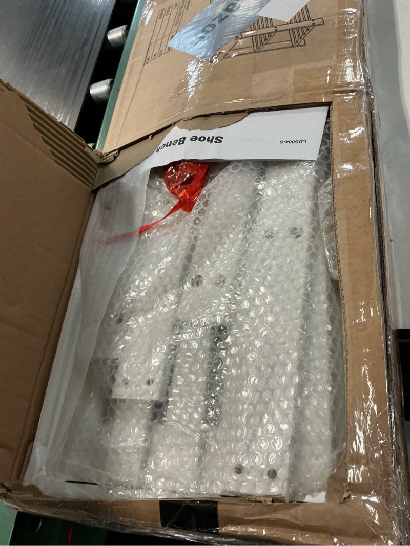 Condition photo showing Good Condition for songmics shoe rack bench, 3-tier bamboo shoe storage organizer, entryway bench, holds up to 286 lb, 11.3 x 27.6 x 17.8 inches, for entryway bathroom bedroom, cloud white ulbs004w01 27.6"w cloud white