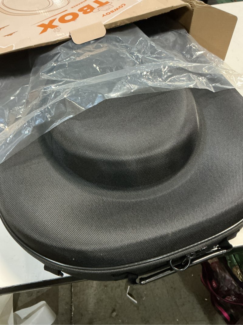 Condition photo showing New/Like New for Cowboy Hat Box, Cowboy Hat Case for Travel, Crush Proof Storage for Western/Panama/Fedora, Carrier with Adjustable Shoulder Strap & Brush Black