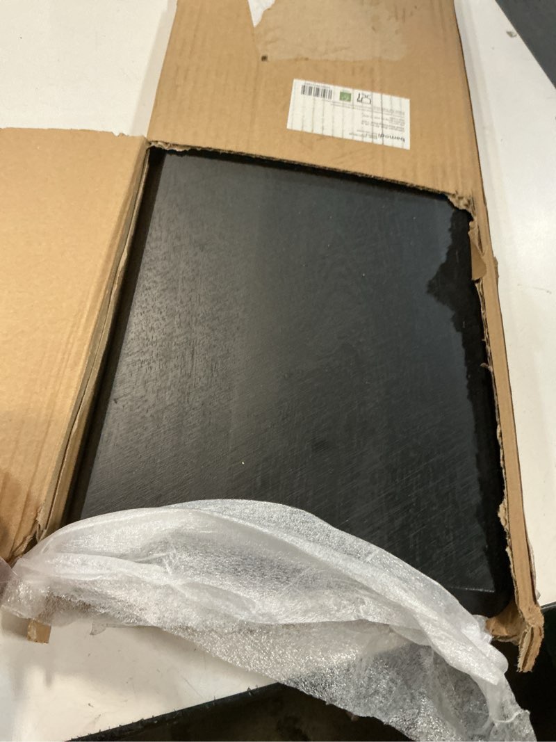 Condition photo showing As Is for bamodi | extra long acacia wood cutting board with round handle - versatile charcuterie and cheese board - durable wooden chopping board - elegant black design for modern kitchens - 23.6''l x 8''w