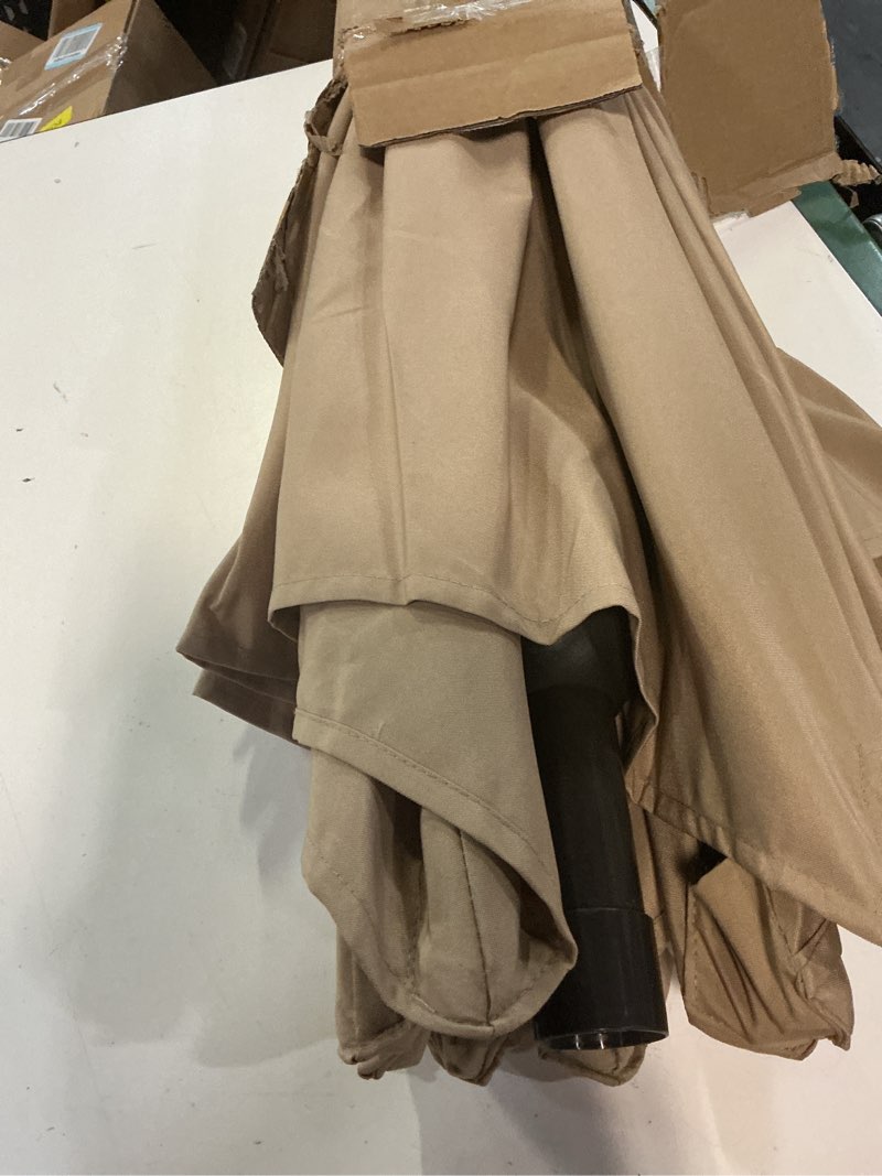 Condition photo showing Good Condition for blissun 9' outdoor patio umbrella, outdoor table umbrella, yard umbrella, market umbrella with 8 sturdy ribs, push button tilt and crank tan