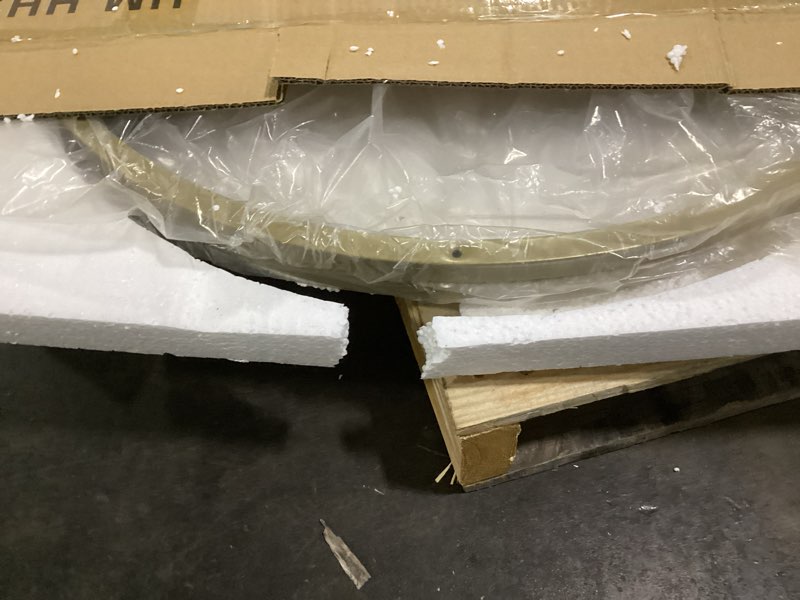 Condition photo showing New/Like New for Glass Coffee Table,Round Gold Coffee Table for Small Space,27" Modern Center Table,Glass Top Clear Coffee Table with Sturdy Metal Frame for for Living Room Home Office, Easy Assembly