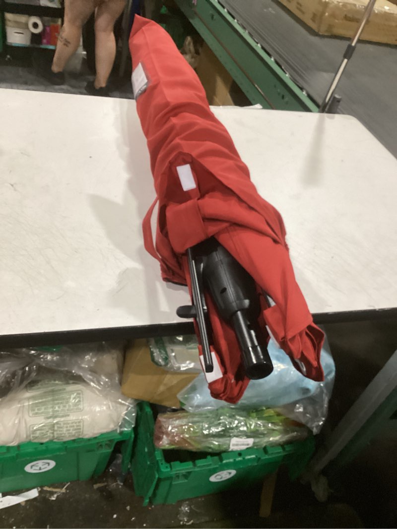 Condition photo showing Good Condition for style selections 7.5-ft steel red push-button tilt market patio umbrella