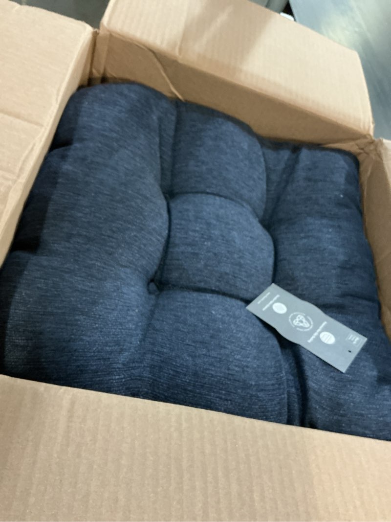 Condition photo showing Good Condition for The Gripper Twill Jumbo XL Non-Slip Rocking Chair Cushion Set with Thick Padding, Includes Seat Pad & Back Pillow with Ties for Indoor Living Room Rocker, 17x17 Inches, 2 Piece Set, Sapphire Chenille Saphire Blue 2 Piece Set
