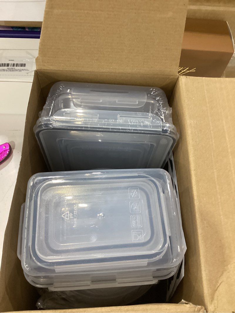 Condition photo showing As Is for 40 pcs food storage containers with lids airtight (20 containers & 20 lids), 100% leakproof meal prep container set for kitchen storage, bpa-free, pvc-free reusable plastic, microwave/dishwasher safe 40 pieces