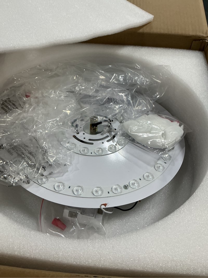 Condition photo showing As Is for kco lighting white ribbed glass flush mount ceiling light large milk glass ceiling lights round led semi flush mount ceiling light fixture contemporary hallway ceiling lighting white-b