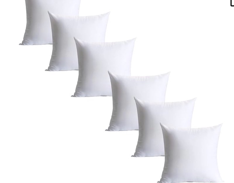 calibrate timing set of 6 18 x 18 inch pillow inserts, hypoallergenic brushed microfiber with alternative filling
