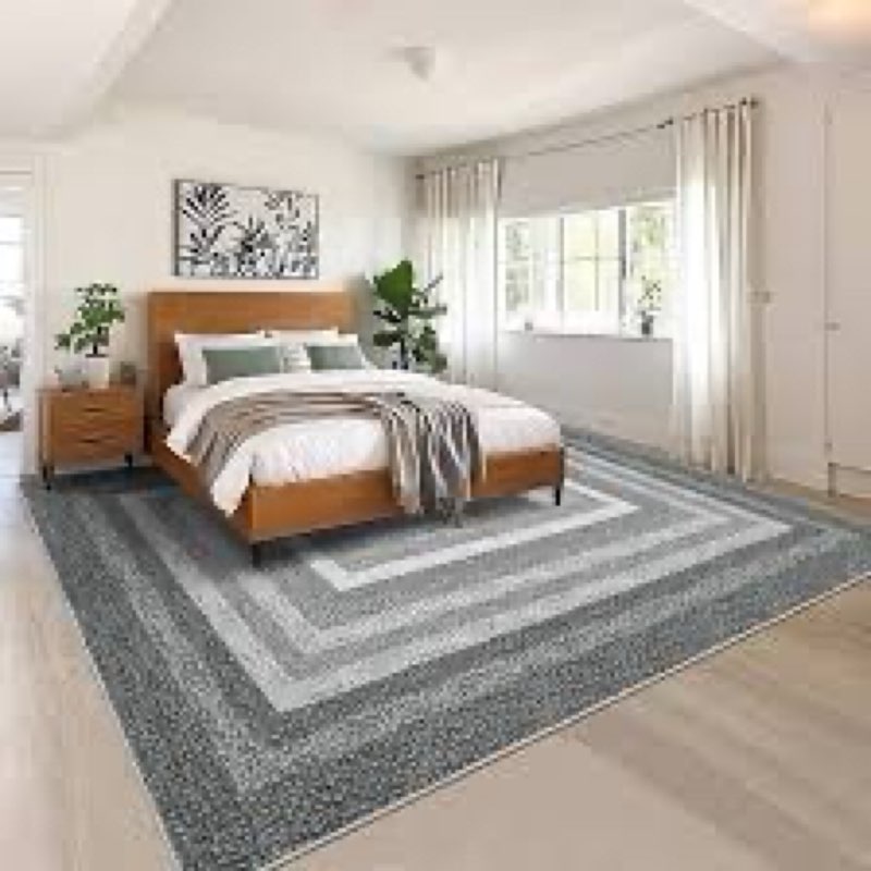 GarveeHome 6x9 Washable Area Rugs Modern Braided Pattern Printed (Not Weave) Accent Rug with Non-Sli