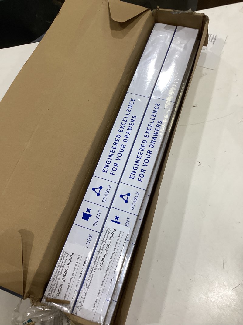 Condition photo showing Good Condition for LONTAN 4 Pairs 22 Inch Heavy Duty Soft Close Drawer Slides - 100LB Load Capacity Full Extension Drawer Glides Side Mount Ball Bearing Dresser Cabinet Rails with Screws 22 Inch 4