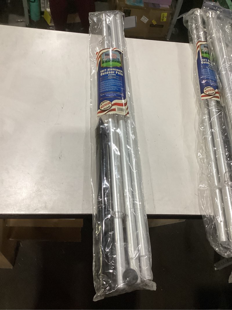 Condition photo showing New/Like New for flags importer 10ft aluminum (silver) outdoor pole with ground spike - silver