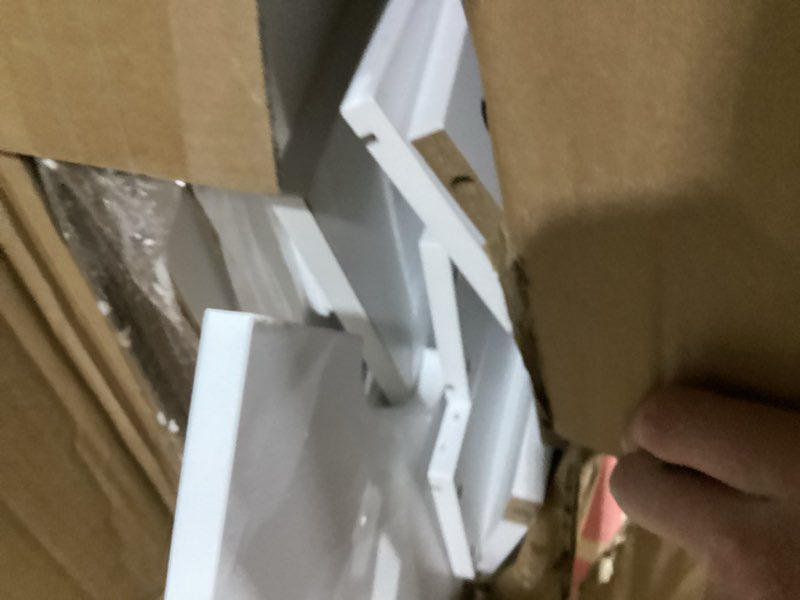 Condition photo showing As Is for Tribesigns Computer Desk with 5 Drawers, 47 inches Rustic Brown Home Office Desk with Storage, Modern Simple Laptop Desk Study Writing Table for Small Spaces (Reversible Drawer Cabinet) 1 Brown+white