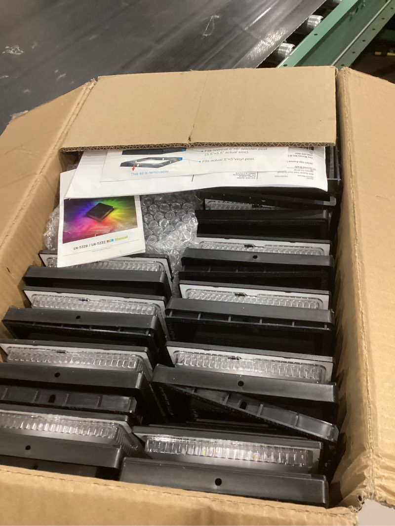 Condition photo showing As Is for 6Pack Solar Post Cap Lights - 8 RGB Color Changing Modes & Multicolor Flow, IP65 Waterproof - for 4x4/6x6 Wood & 4x4/55 Vinyl Fence Posts - Outdoor Deck, Patio, Garden Lights (White) White 6pack