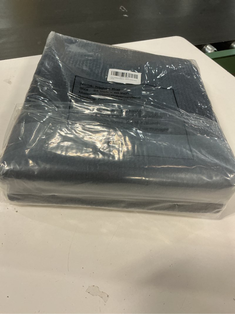 Condition photo showing New/Like New for COSY HOMEER 24x35 Inch/24X60 Inch Kitchen Rug Mats Made of 100% Polypropylene Strip TPR Backing 2 Pieces Soft Kitchen Mat Specialized in Anti Slippery and Machine Washable,Navy Navy 24"×35" + 24"×60"