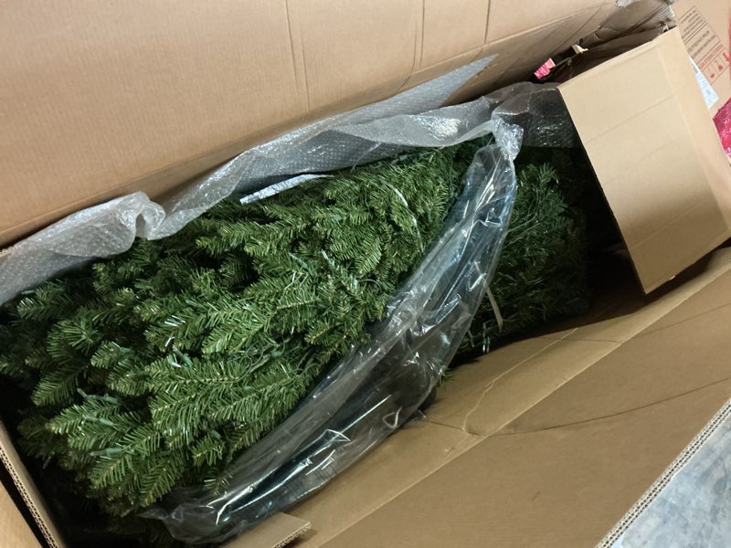 Condition photo showing Good Condition for National Tree Company 10 ft Pre-Lit Dunhill Fir Artificial Christmas Tree, 1,200 Clear Lights, 5,090 Tips, Includes Stand, Green