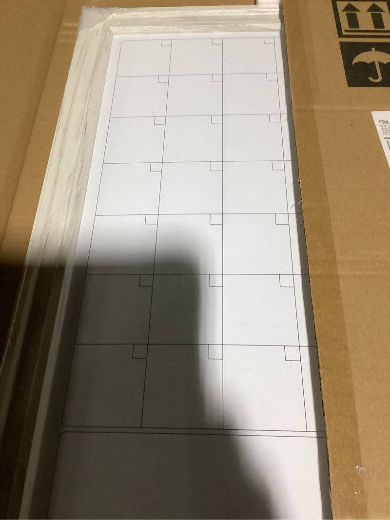 Condition photo showing New/Like New for 4 THOUGHT Whiteboard Calendar 36" x 24" Magnetic Dry Erase Board Wood Frame Wall-Mounted Monthly Planner White Board Decorative Notice Board for Office School Home, White Vintage Vintage White-calendar 36" x 24"