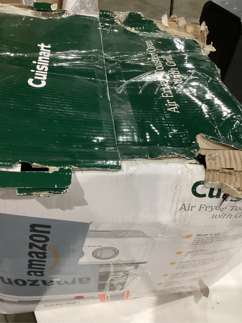Condition photo showing As Is for Cuisinart Air Fryer Toaster Oven with Grill, 1800W 8-1 Air Fryer Oven with Bake, Convection Bake, Grill, Broil and Warm Options, Large Capacity, 60-Minute Timer, TOA-70W, White White Convection Toaster Air Fryer Oven w/ Grill