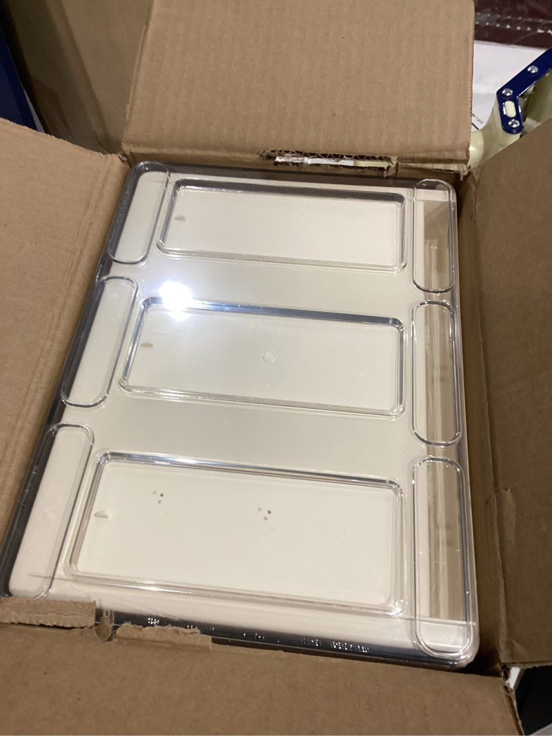 Condition photo showing New/Like New for stackable makeup organizer, 3 pack plastic drawer storage with handle for vanity bathroom countertop, cream