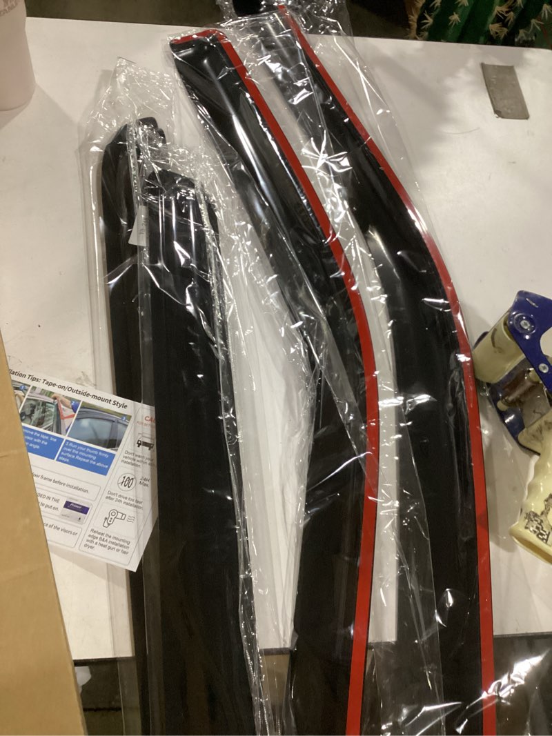 Condition photo showing As Is for ••similar to••ichannel rain guards for crew cab window vent visors . rain guard for truck, easy install side window wind deflectors & visors black