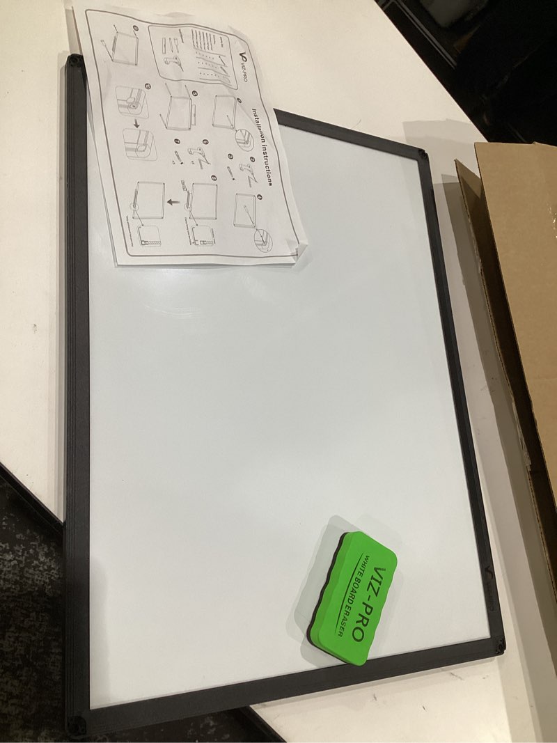 Condition photo showing Good Condition for VIZ-PRO Magnetic Dry Erase White Board,Black Aluminium Frame, SIMILAR TO STOCK PHOTOS