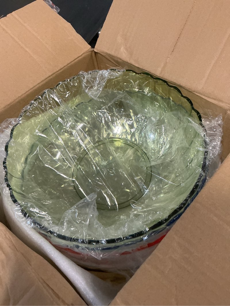 Condition photo showing Good Condition for lemonroad 6 pack plastic serving bowls acrylic salad mixing bowls break resistant plastic bowl for vegetable salad fruit popcorn chip and dip, multicolor