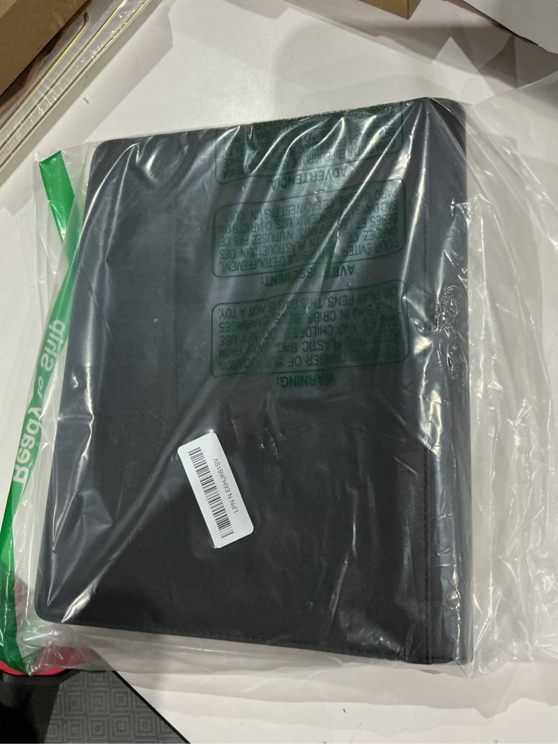 Condition photo showing New/Like New for premium 9 pocket card binder for 540 cards, fabmaker pu cover trading card binder, sturdy card collection album, sleek card holder folders for game cards & sports cards, black 9 pocket 540 black