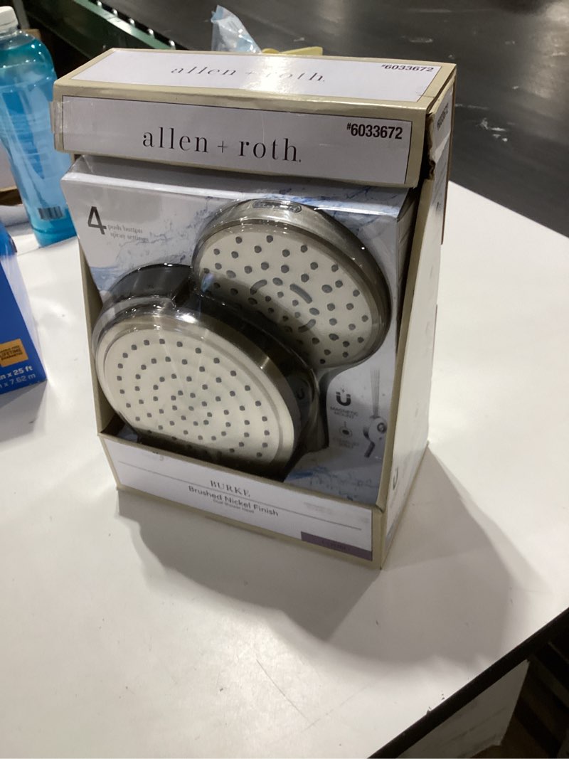 Condition photo showing Good Condition for allen + roth burke nickel 6.3-in dual head shower faucet bar system with 3-way diverter