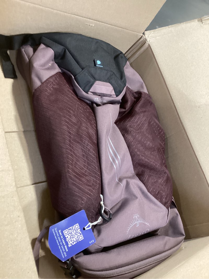 Condition photo showing Good Condition for Osprey Hikelite LT 22L Hiking Backpack - Lightweight Travel Daypack with Rain Cover for Men and Women, Graphite Purple Graphite Purple 22l