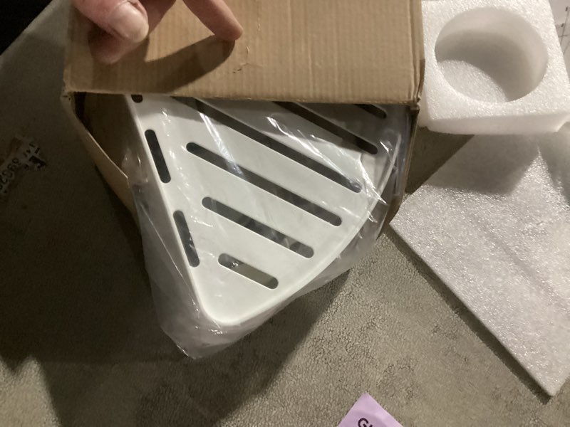 Condition photo showing Good Condition for LEVERLOC Corner Shower Caddy Suction Cup, Shower Caddy Basket Powerful Suction Bathroom, Waterproof & Rustproof Organizer for Bathroom Storage, No-Drilling Removable (White) 1 Tier