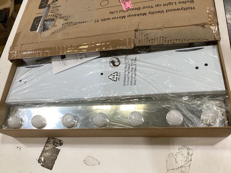 Condition photo showing Good Condition for vesaur hollywood vanity mirror with 10x/15x magnification and lights, usb/type-c port makeup mirror with 15 dimmable led bulbs, 3 color modes, tabletop & wall mount for bedroom, aluminum?23"x18"? pearl white