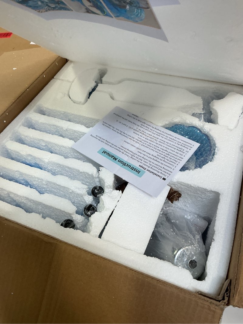 Condition photo showing Good Condition for Classic Crystal Chandelier, Vintage Candle Pendant Light Fixture, Bedroom Hanging Light, Adjustable Island Lights for Dining Room Foyer in Blue (6 Lights) Blue 6 Lights